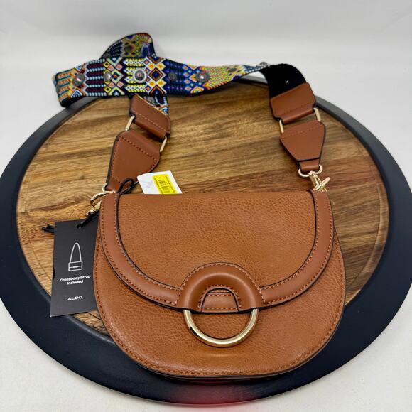 Aldo Crossbody Bag Purse with Detachable Guitar Strap Brown NWT - Picture 1 of 5